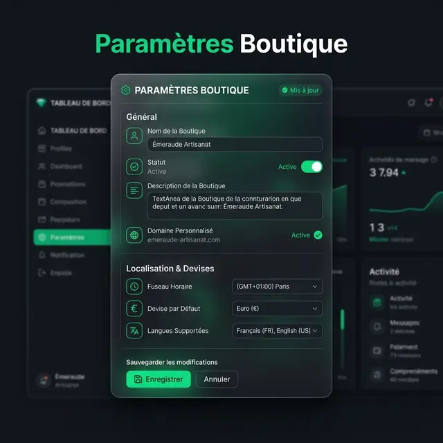 Paramètres Boutique